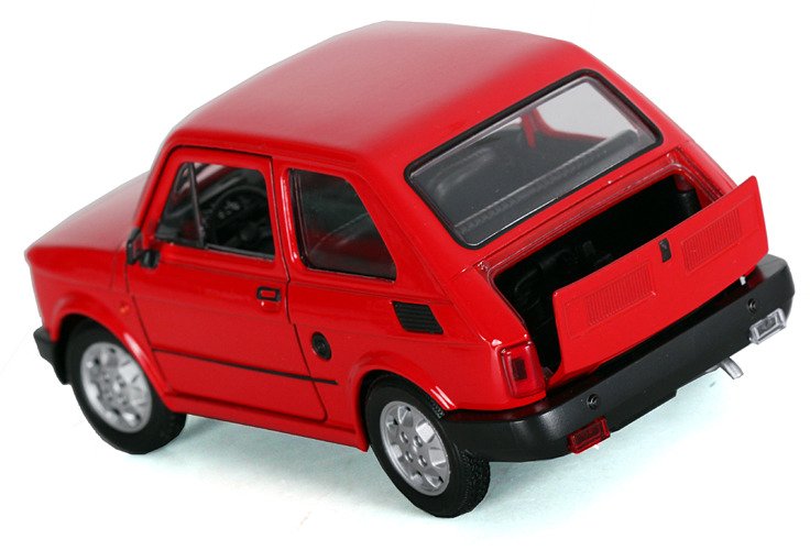 Duże Metalowy Klasyczny Fiat 126p Maluch czerwony