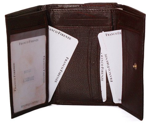 Franco Firenze damski portfel 100% skóra brązowy