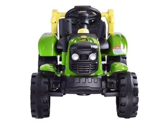 Traktor z przyczepą na akumulator świeci zielony