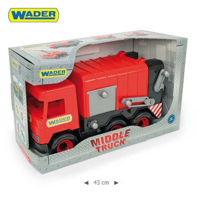 WADER Middle Truck śmieciarka w kartonie czerwona